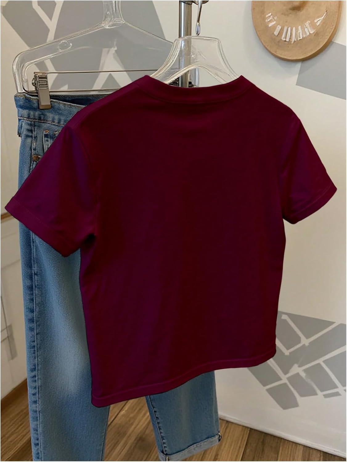 imageFloerns Womens Cute Short Sleeve T Shirts Bowknot Sequin Crew Neck Going Out Tee TopsPearl